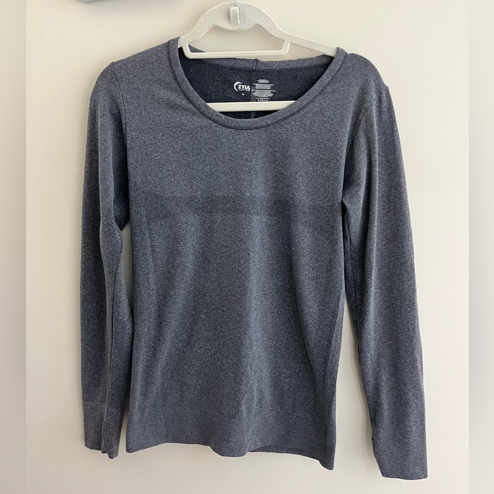 Zyia Active Long Sleeve Stretch Top Gray Size Medium